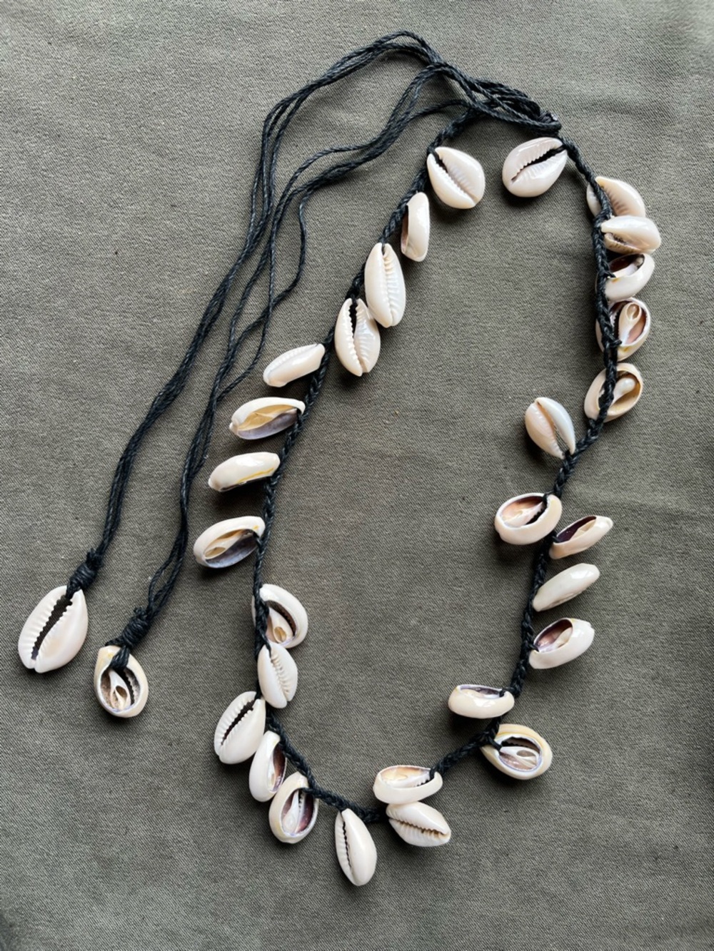 Natural Cowrie Shell Necklace with Black Cord - Beach-Inspired Necklace